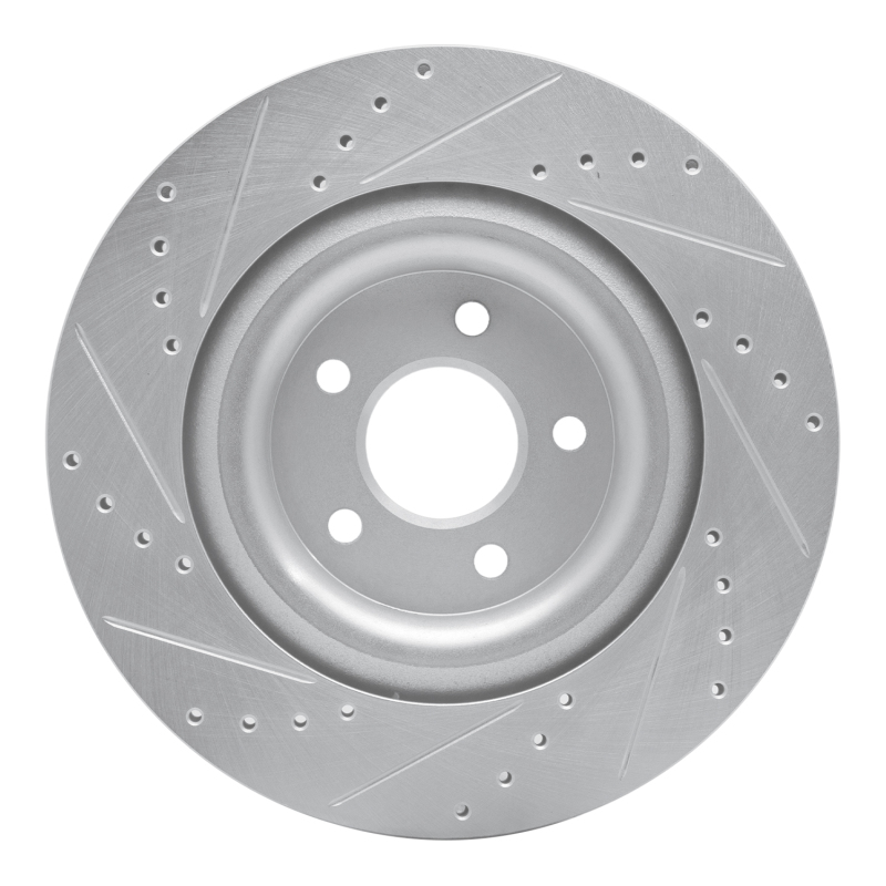 Jaguar XJ Brake Rotor (1) - Rear Right - R1 Concepts - Drilled & Slotted - Silver - `14-`21